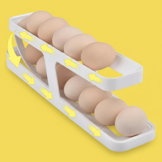 Porta Ovos Organizadora de Geladeira Roll Clear Fresh – 2 Andares, 15 Ovos