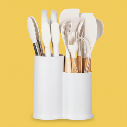 Conjunto de Utensílios de Cozinha 19 Peças – Completo, Bege, Prático e Resistente