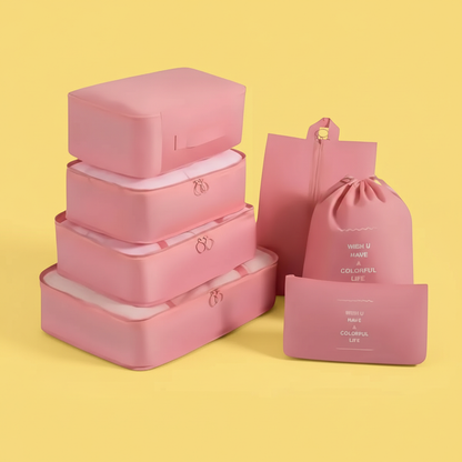 Kit Organizador de Mala para Viagem 7 Peças – Bege Claro ou Rosa