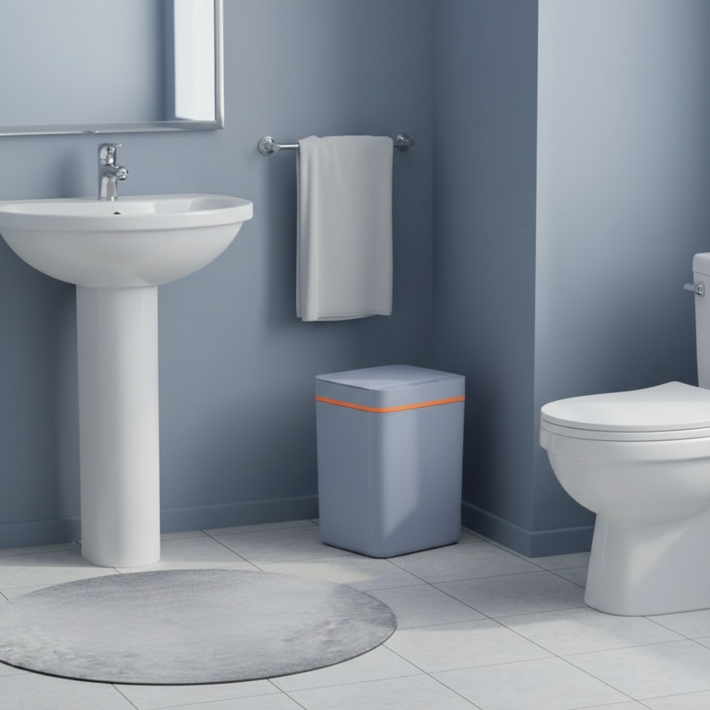 Lixeira Automática 15L com Sensor de Movimento – Cinza, Prática e Higiênica