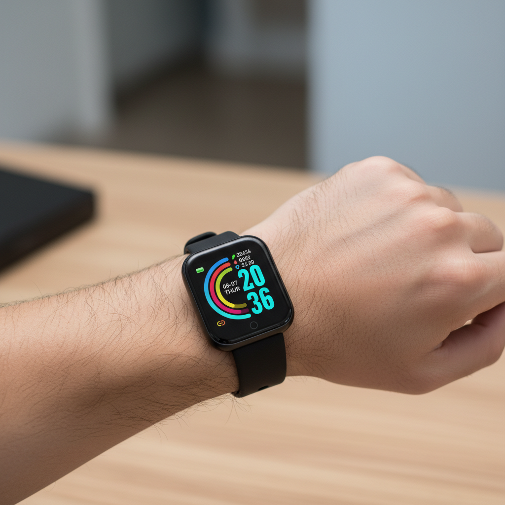 Relógio Inteligente D20 – Preto, Smartwatch com Monitoramento de Saúde e Notificações