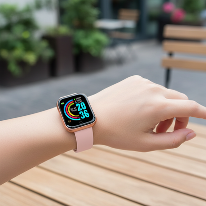 Relógio Inteligente D20 – Rosa, Smartwatch com Monitoramento e Funcionalidades Modernas