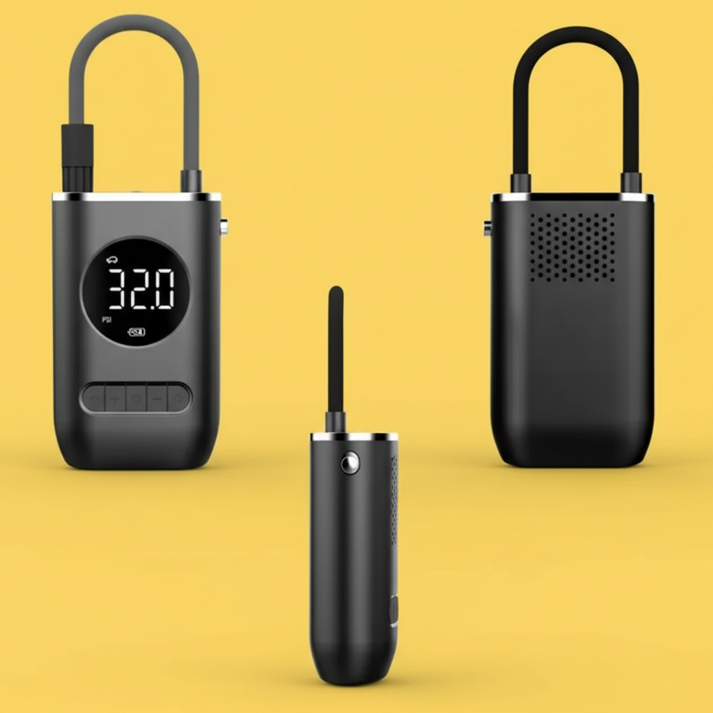 Mini Calibrador Compressor Elétrico Digital Portátil Pneu Carro Bike Bivolt