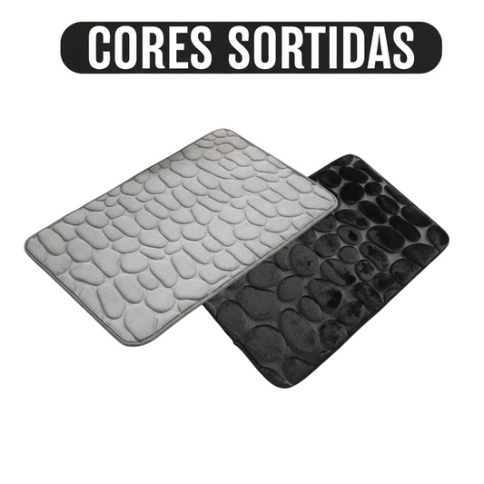 Tapete de Banheiro em Relevo – Decoração Paralelepípedos, Cinza ou Preto